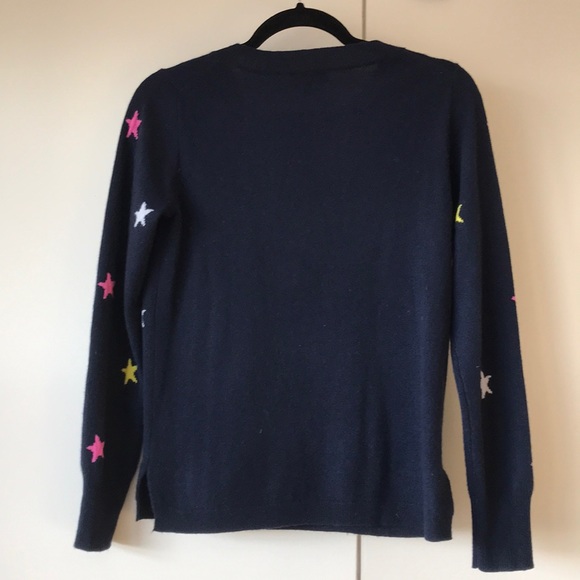J. Crew 100% Cashmere Navy Stars Crewneck Sweater - Picture 4 of 7